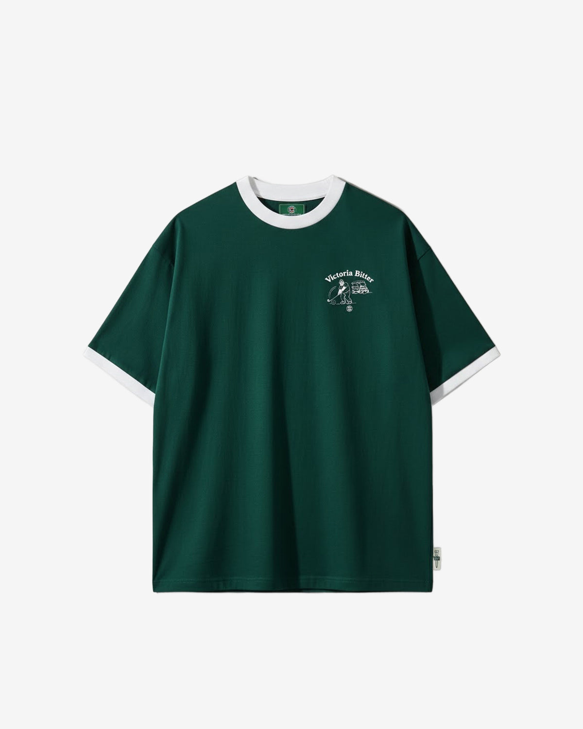 VB Golf Birdies Beers Ringer Tee - Dark Green-thumbmail-1